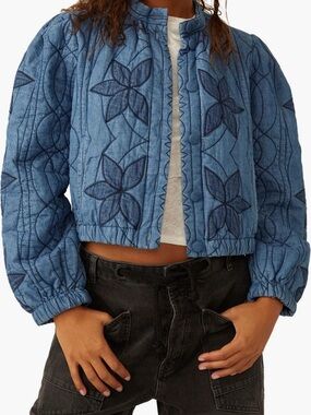 Free People Quinn Quilted Cotton Denim Jacket XL